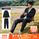 駱駝（CAMEL）加絨連帽運(yùn)動服男裝防潑水休閑兩件套 C14CF0L4604 幻影黑 XL