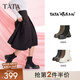 他她（TATA）ta他她彈力靴女靴瘦休閑瘦靴加絨厚底短靴秋冬新CEG01DZ4 CEG01DZ4黑色（絨面款） 38