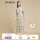 PORTS寶姿商場(chǎng)同款2022春夏新款女裝“絢爛夏花”印花連衣長(zhǎng)裙 亞麻淺金印花 M (6)