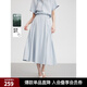 ELLE法式通勤風(fēng)半身裙女2025夏季新款萊賽爾天絲簡約時(shí)尚傘裙長裙 藍(lán)色 L