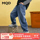 馬騎頓（MQD）男童秋季新款學(xué)院風(fēng)中大童休閑百搭直筒牛仔褲子 中牛仔藍 150