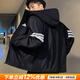 阿迪達(dá)斯（adidas）男裝夾克 2025秋季新款運(yùn)動(dòng)服時(shí)尚風(fēng)衣快干透氣休閑梭織連帽外套 經(jīng)典黑/簡(jiǎn)約時(shí)尚/薄款熱推 L 【175-180cm/150-160斤】