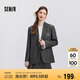 森馬西裝外套女中長(zhǎng)款學(xué)院風(fēng)2025春寬松灰色休閑西服109125111001