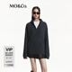 MO&Co.毛衣秋山羊絨絞花肌理拉鏈開(kāi)襟寬松MBD3SWT045 炭黑色 M 165