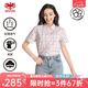 威鵬（weipeng）[商場同款]格子襯衫女夏季25新款純棉卡其洋氣短袖襯衣H22052 淺茶色 L （165/92A）
