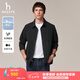 哈吉斯（HAZZYS）男裝 春秋款戶(hù)外休閑男襯衣PHIZ系列寬松外穿長(zhǎng)袖襯衫男 黑色BK XL （180/100A 50）