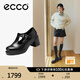 愛步（ECCO）七夕禮物 單鞋 25年新款輕奢牛皮扣帶增高粗跟高跟鞋 都市223543 黑色22354301001 37