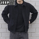 JEEP SPIRIT日系復古牛仔夾克男黑色潮流男士帥氣外穿寬松工裝外套男春秋 黑色 3XL