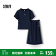 森馬（Semir）套裝女小心機(jī)短上衣高腰半身裙2025夏拼接蕾絲兩件套107425117010