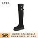 他她（TATA）厚底顯瘦過膝靴女靴氣質長靴高筒靴冬季新款CFA01DC4 黑色 38