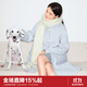 樂町韓系少女風長款連帽牛角扣大衣秋冬季新款圈圈毛呢外套女 輕柔藍(現(xiàn)貨) M