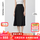 朗姿【尖貨補單】法式復古赫本風(fēng)黑色半身裙女新款傘裙高腰顯瘦a字裙 黑色 L