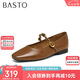 百思圖25春簡約復(fù)古瑪麗珍鞋方跟女單鞋M1107AQ5 棕色 37