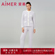 愛慕睡衣套裝女加厚保暖仿貂絨柔軟圓領開衫家居服套裝AM469071 暮云紫L90 M (160)
