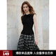 ELLE飄帶綁帶設(shè)計(jì)感小立領(lǐng)吊帶背心女2025春季新款時髦氣質(zhì)上衣 黑色 S