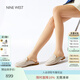 NINE WEST玖熙包頭拖鞋女2025春夏新款懶人穆勒拖真皮外穿半拖 米白 37