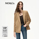 MO&Co.含羊毛復(fù)古戧駁領(lǐng)墊肩廓形金扣西裝外套 淺駝色 S 160