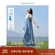 茵曼涼感漢麻牛仔連衣裙女夏百搭休閑風(fēng)T恤背帶裙子 牛仔藍(lán) M 