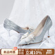 ZHR高跟鞋女優(yōu)雅法式細跟女鞋水晶婚鞋女氣質(zhì)單涼鞋女 Y716 銀色 37 