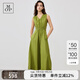 Marc O'Polo/MOP 2024夏季新款棉麻V領(lǐng)無袖露腰時尚氣質(zhì)連衣裙女收腰 牛油果綠440 XS
