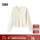 森馬（Semir）毛衣女冬季短款含羊毛破洞V領(lǐng)毛衫辣妹個(gè)性ins小個(gè)子101724107032
