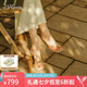 73Hours小桃同款女鞋馬德里漫步2025夏季新品方頭純色細(xì)跟一字拖