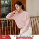 香影粉色提花針織衫女2025秋冬新款含羊毛釘珠慵懶風(fēng)寬松毛衣上衣 粉紅 S
