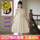 G.DUCKKIDS女童連衣裙夏裝2025新款兒童裙子中大童夏季長(cháng)款公主裙女孩雪紡裙 香檳色+頭飾 160 尺碼13~14歲【150-160cm】
