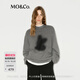 MO&Co.長(zhǎng)袖T恤剪影做舊印花小圓領(lǐng)中性H型寬松棉質(zhì)落肩白色秋摩安珂 深花灰色 M /165