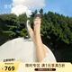蹀愫新款T字細條帶粗高跟心動(dòng)瑪麗珍通勤職場(chǎng)法式小皮鞋TA54119-11 銀色皺羊皮革 34 220mm