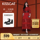 KISSCAT接吻貓孫一文同款【云感】25夏方頭粗跟時(shí)裝涼鞋黑色一字帶涼鞋 黑色 37