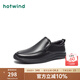 熱風(fēng)（Hotwind）商場同款男鞋新款男士時尚休閑皮鞋黑色牛皮樂福鞋一腳套豆豆鞋男 01黑色 43
