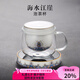 容山堂 玻璃茶水分離辦公杯泡茶杯綠茶水杯功夫茶杯可加熱杯子茶具套裝 海水江崖泡茶保溫套裝