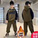 FANGSEN童裝男童套裝秋冬款帥氣兒童衣服小男孩冬裝大童男裝運(yùn)動(dòng)衛(wèi)衣冬季 棕色兩件套【冬款加絨】 150 碼建議身高140CM