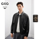 GXG男裝【羊皮】復古夾克寬松真皮皮衣外套25年秋新款#G25D123002 黑色 L