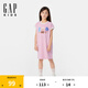 Gap【大小童同款】女童2025夏季新款logo珠地連衣裙兒童裝782715 粉色 150 cm(12-13歲)亞洲尺碼