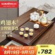 金灶（KAMJOVE）雞翅木茶具燒水壺一體全自動 茶盤套裝茶臺電茶爐整套茶具K-185 配茶爐G9+陶瓷茶具+茶渣桶