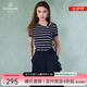喬萬(wàn)尼薄款小香風(fēng)設(shè)計(jì)感2025春夏針織衫女裝條紋寬松短袖上衣EI2M819 海軍條紋 M