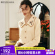 Olrain歐芮兒法式杏黃色毛衣女春裝新款復古寬松娃娃領(lǐng)上衣 杏黃色 M