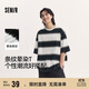 森馬（Semir）短袖T恤男條紋情侶裝夏季半袖上衣oversize無(wú)性別潮101324100211