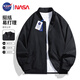 NASA GISS夾克外套男港風(fēng)潮流休閑百搭運(yùn)動(dòng)寬松立領(lǐng)棒球服男裝 黑色 XL