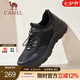 駱駝（CAMEL）免系商務(wù)運(yùn)動皮鞋新款網(wǎng)面透氣厚底男鞋 G14S220621 黑色 39