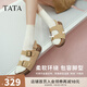 他她（TATA）勃肯鞋女棕色2025秋季新款厚底沙灘涼鞋女運動涼鞋 杏色（涼鞋款） 38