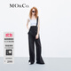 MO&Co.寬松直筒側(cè)開叉顯瘦美式復(fù)古休閑牛仔背帶褲摩安珂 牛仔黑色 S 160