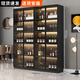 莀晞家居酒柜 客廳酒柜家用落地餐邊柜儲物柜展示柜簡(jiǎn)約帶鋼化玻璃門(mén)酒柜 輕奢灰四門(mén)160*40*200帶燈無(wú)酒格