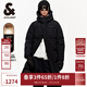 杰克·瓊斯（JACK&JONES）冬季潮流背部字母反光膠印長款連帽加厚鵝絨羽絨服男裝224412003 黑色E40 L 180