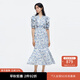 moussy&sly新品法式浪漫風(fēng)優(yōu)雅五分袖碎花連衣裙030ISZ33-5361 混合藍色117 均碼