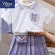 迪士尼（Disney）女童夏季庫洛米百褶裙套裝新款兒童學(xué)院jk夏裝 白色加挎包 阿木木庫洛米套裝 160
