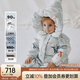 OAK FAMILY白鵝絨新生嬰兒羽絨服冬季連體衣外出保暖寶寶羽絨爬服新生兒衣服 小雪人【精靈帽】 80cm