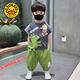 G.duck小黃鴨男寶寶夏季超萌卡通奧特曼套裝幼兒小童A類(lèi)短袖t恤寬松褲子 灰色 九分褲有燈 110 cm(建議身高105cm左右)